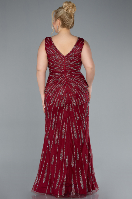 Long Burgundy Plus Size Evening Gown ABU4717