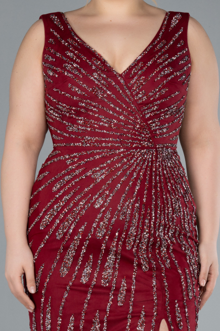 Long Burgundy Plus Size Evening Gown ABU4717