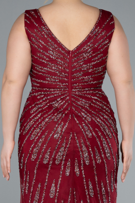 Long Burgundy Plus Size Evening Gown ABU4717