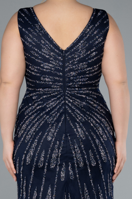 Long Navy Blue Plus Size Evening Gown ABU4717