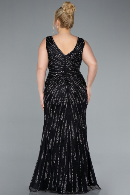 Long Black Plus Size Evening Gown ABU4717