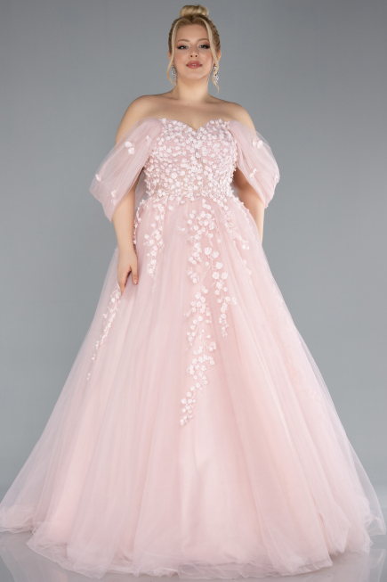 Long Powder Color Plus Size Haute Couture Dress ABU3623