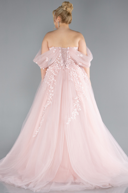 Long Powder Color Plus Size Haute Couture Dress ABU3623