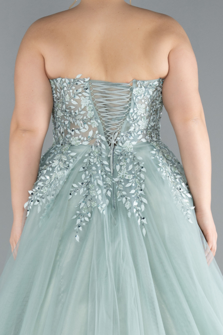 Mint Strapless Dantelle Plus Size Haute Couture Dress ABU4453