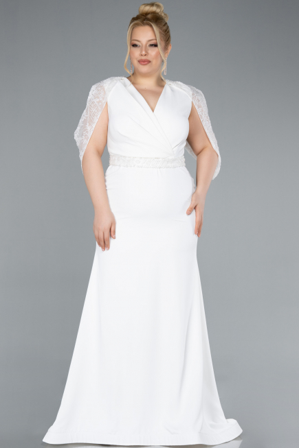 Long White Formal Plus Size Dress ABU4668