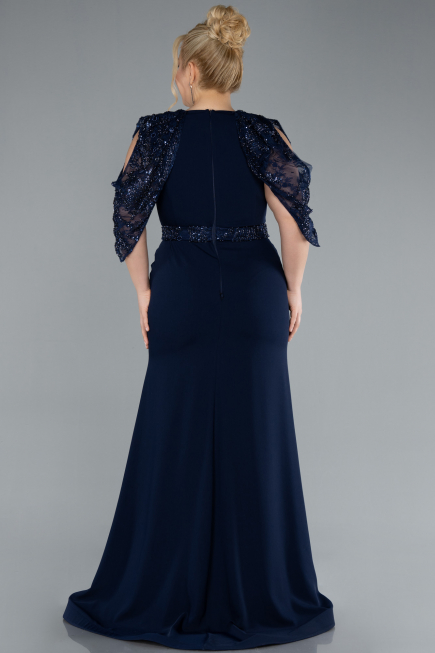 Long Navy Blue Formal Plus Size Dress ABU4668
