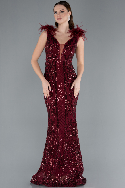 Long Burgundy Mermaid Prom Dress ABU3669