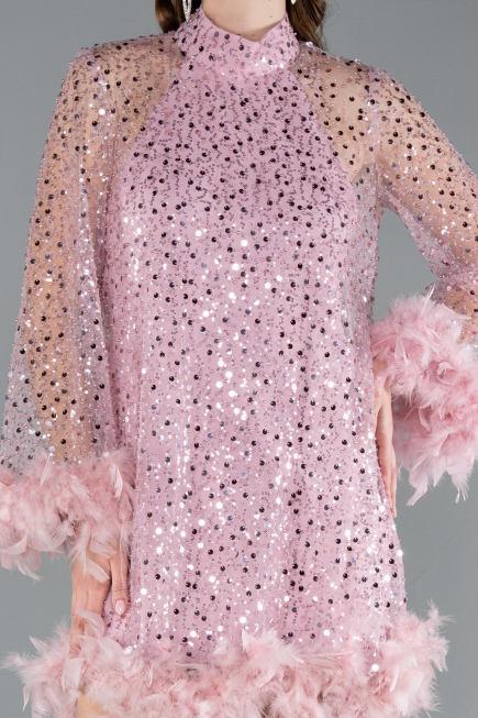 Short Powder Color Scaly Cocktail Dress ABK2202