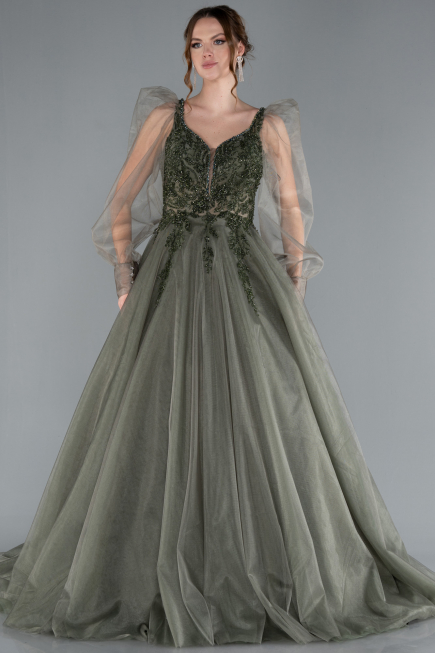 Long Olive Drab Haute Couture ABU2790