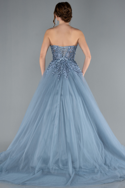 Grey Strapless Dantelle Haute Couture Dress ABU4431