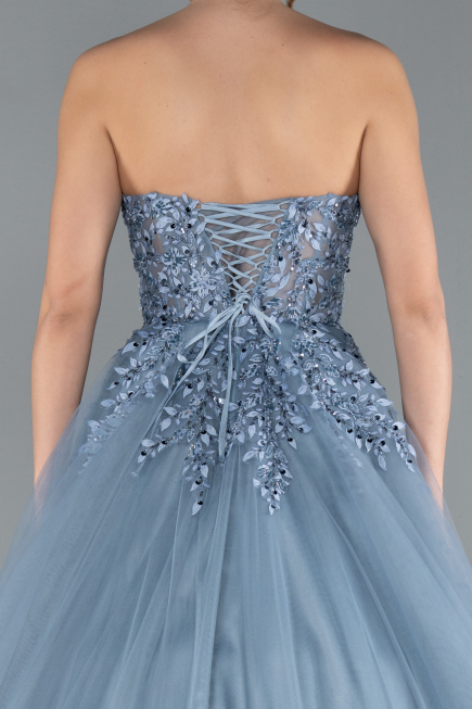 Grey Strapless Dantelle Haute Couture Dress ABU4431