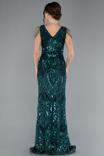 Emerald Green Long Scaly Mermaid Evening Dress ABU3842