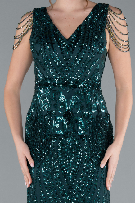 Emerald Green Long Scaly Mermaid Evening Dress ABU3842