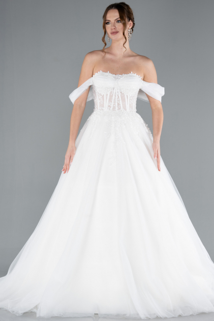Long White Wedding Dress ABG088