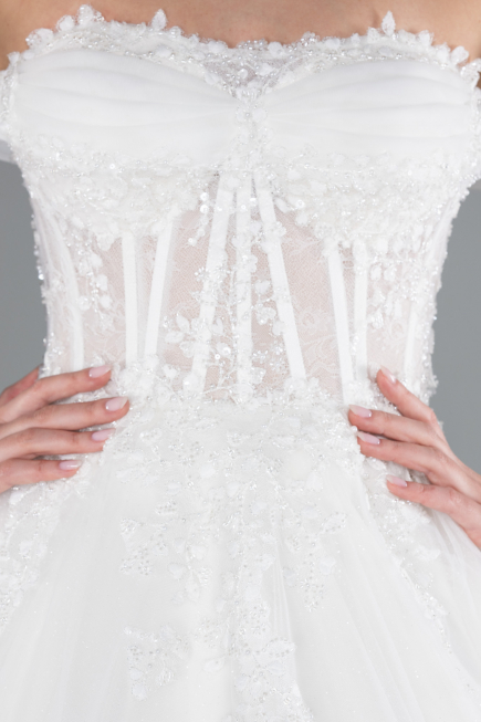 Long White Wedding Dress ABG088
