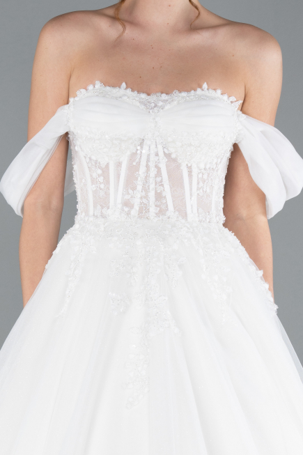 Long White Wedding Dress ABG088