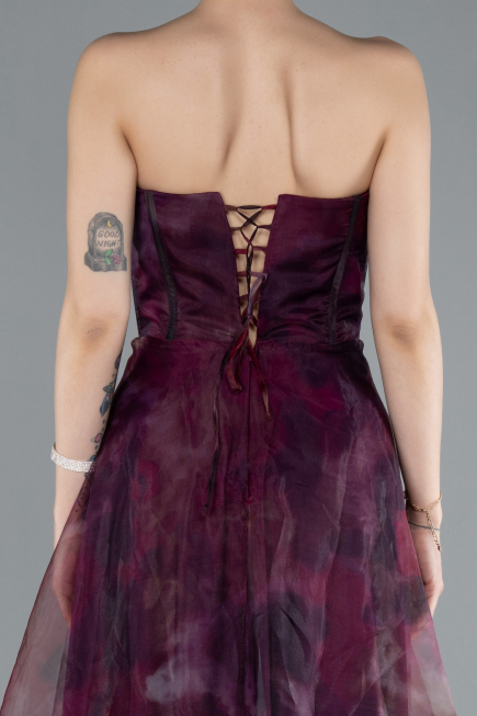 Cherry Colored Long Evening Dress ABU3360