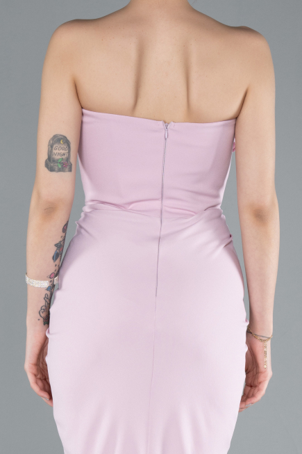 Powder Color Rose Strapless Slit Long Mermaid Evening Gown ABU4800