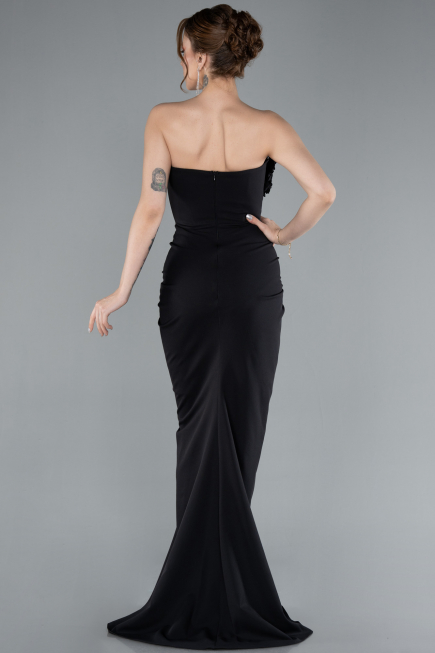 Black Rose Strapless Slit Long Mermaid Evening Gown ABU4800