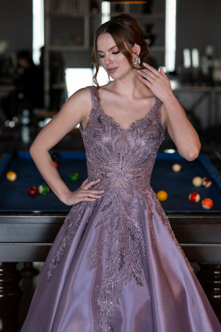 Long Lavender Haute Couture Dress ABU4551