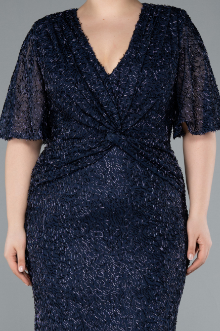 Navy Blue Long Plus Size Evening Gown ABU4542