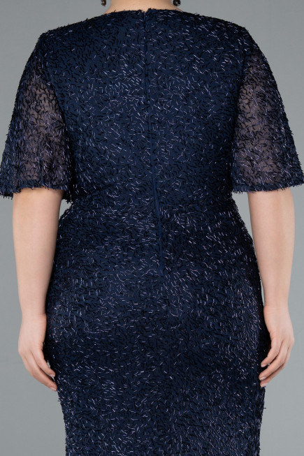 Navy Blue Long Plus Size Evening Gown ABU4542