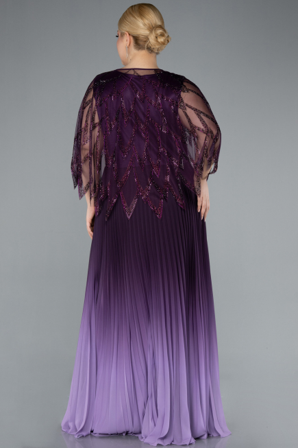 Purple Long Chiffon Plus Size Evening Gown ABU4633