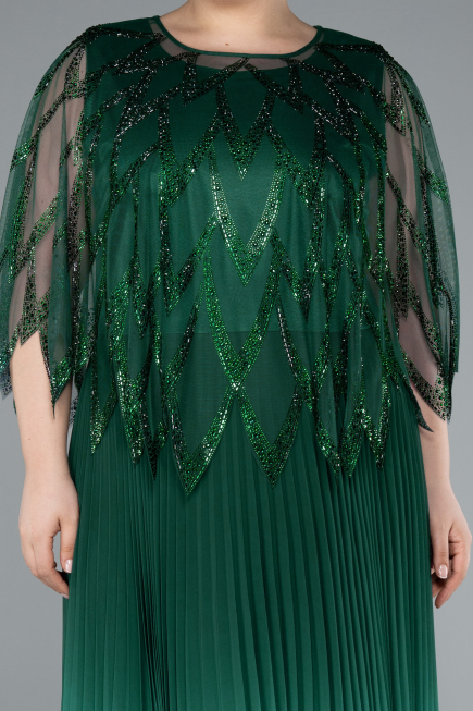Emerald Green Long Chiffon Plus Size Evening Gown ABU4633