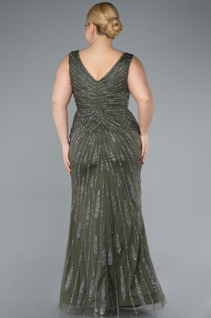 Olive Drab Long Plus Size Evening Gown ABU4717