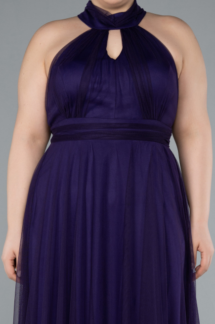 Long Dark Purple Plus Size Evening Dress ABU3253