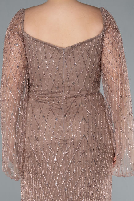 Copper Long Beaded Plus Size Engagement Dress ABU4640
