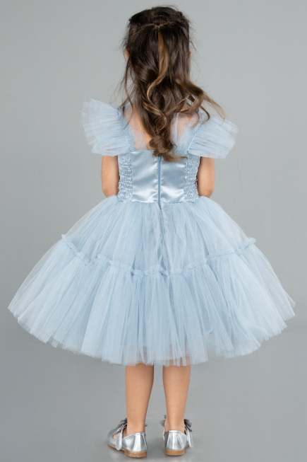 Short Grey-Indigo Girl Dress ABK2067