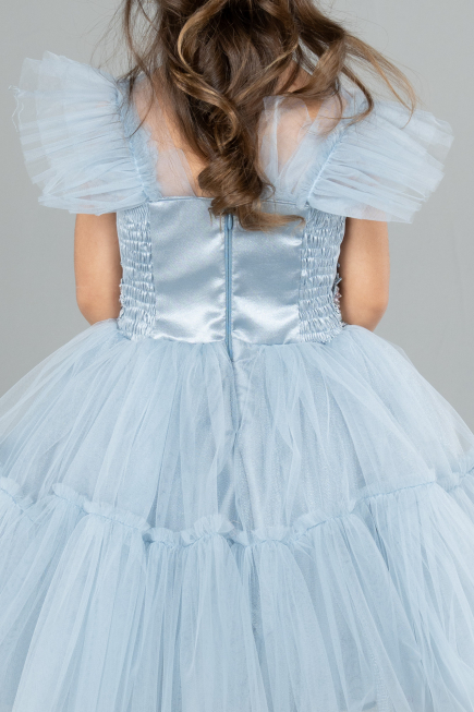Short Grey-Indigo Girl Dress ABK2067