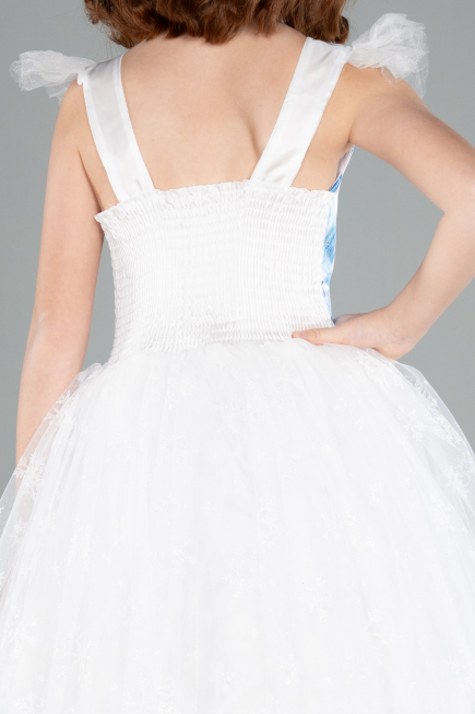 White Long Girl Dress ABU4238