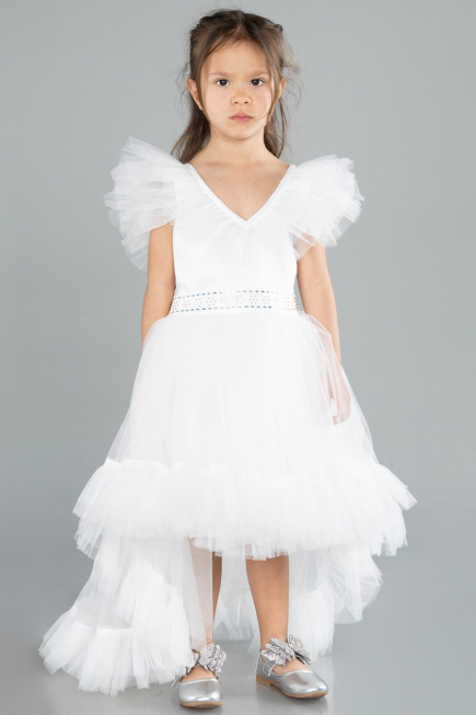 White Long Girl Dress ABU4239