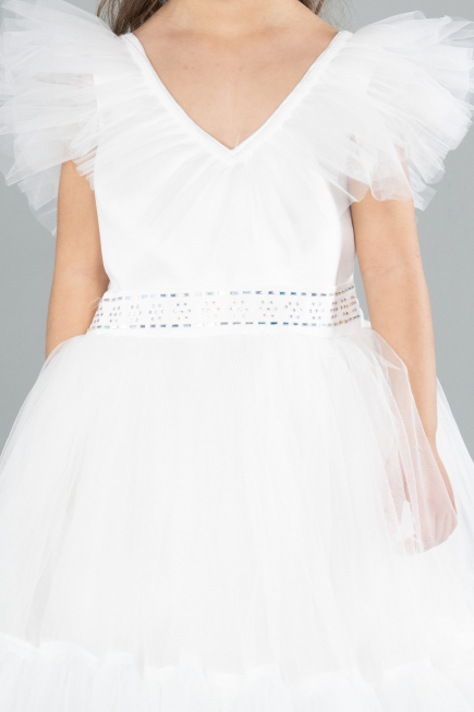 White Long Girl Dress ABU4239