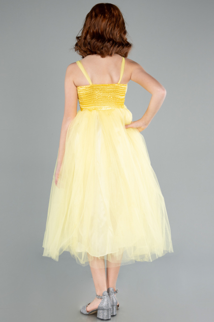 Yellow Long Girl Dress ABU3031