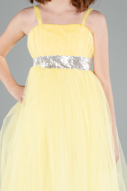 Yellow Long Girl Dress ABU3031