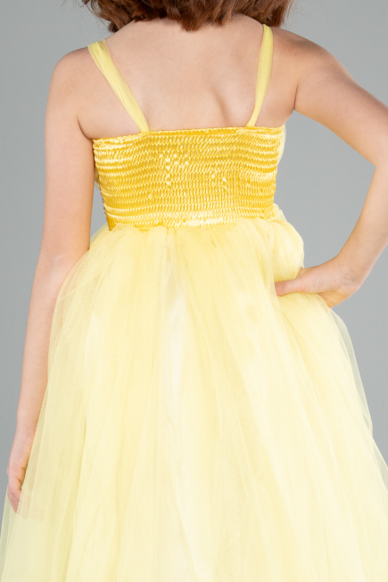 Yellow Long Girl Dress ABU3031