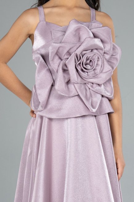 Long Lavender Satin Girl Dress ABU4831
