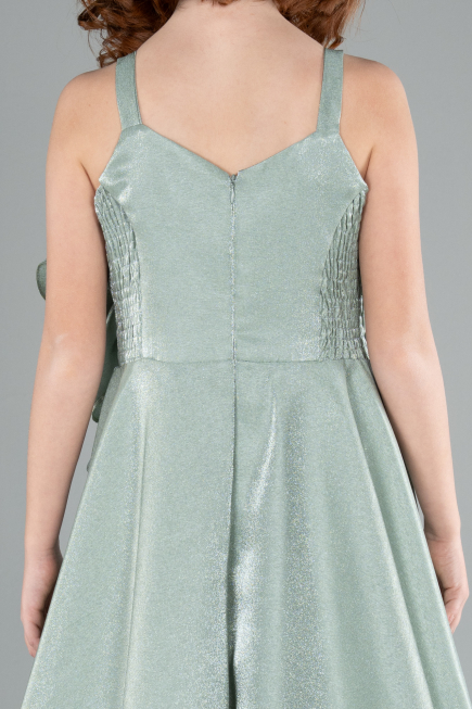 Long Mint Satin Girl Dress ABU4831