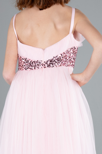 Long Powder Color Girl Dress ABU4830