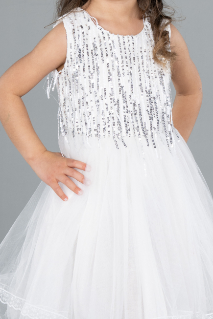Midi White Girl Dress ABK2300