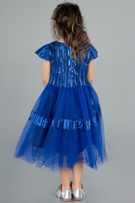 Midi Sax Blue Girl Dress ABK2301