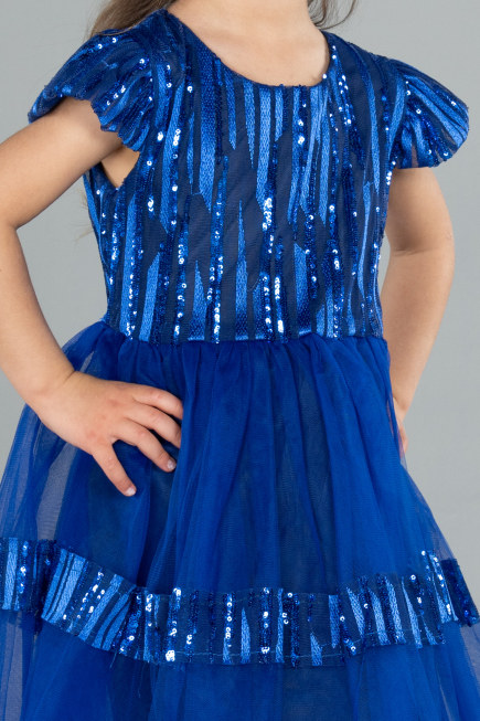 Midi Sax Blue Girl Dress ABK2301