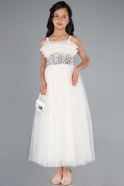 Long White Girl Dress ABU4830