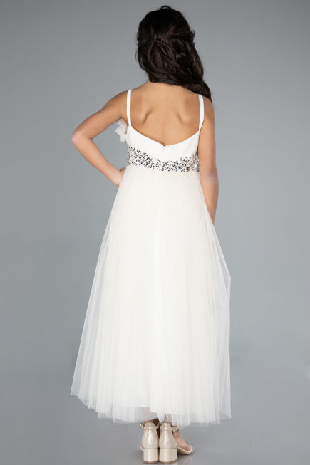 Long White Girl Dress ABU4830
