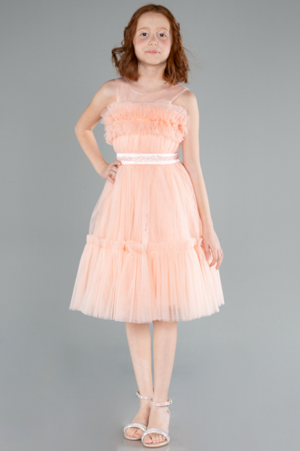 Long Salmon Girl Dress ABU4221