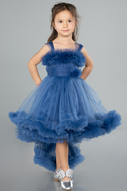 Front Short Back Long Indigo Girl Dress ABO112