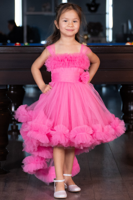 Front Short Back Long Pink Girl Dress ABO112